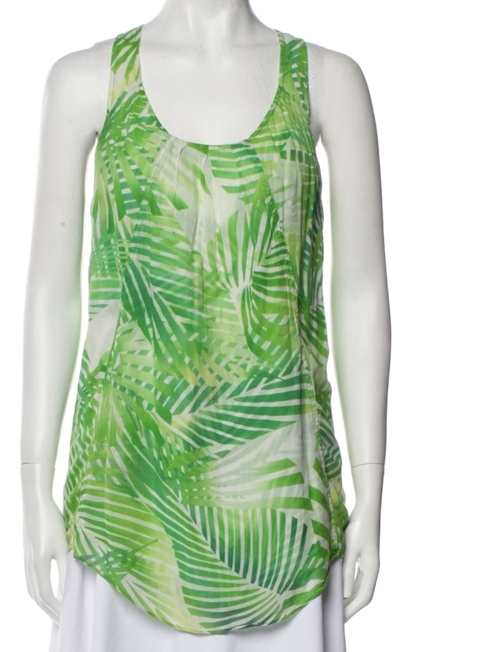 Diane Von Furstenberg Palm Frond Leaf Sleeveless Top Size 2